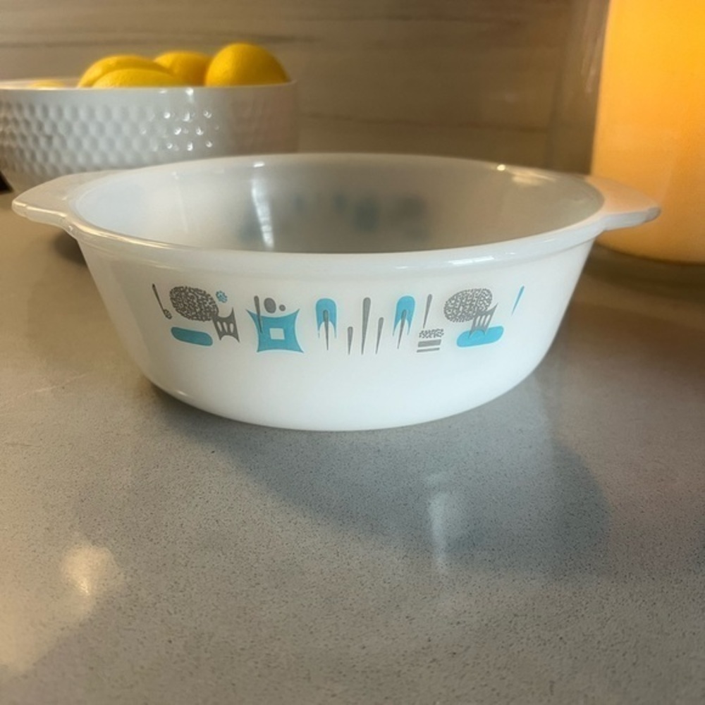 Fire King Blue Heaven Atomic Round Casserole‎ with Handles No Lid